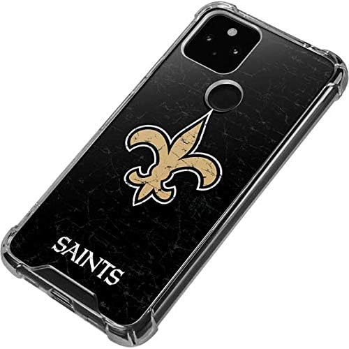 Skinit Clear Phone Case Compatible with Google Pixel 4a 5G - Officially Licensed NFL New Orleans Saints Distressed Design