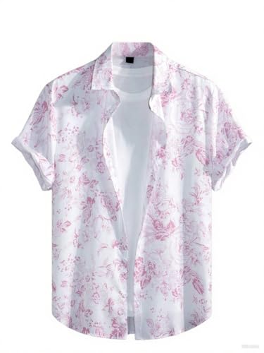 Men's Flower Casual Short Sleeve Aloha Hawaiian Shirt