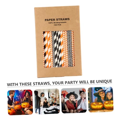 Pajillas desechables de papel Kraft Halloween 100 pcs miniatura 5