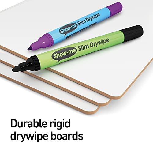 Show-me PFB10 Rigid Plain Double-Sided Boards, Extra Durable and Made with MDF  A4 Size for Drywipe and Whiteboard Pens  Classroom Set Ideal for Schools and Education (Pack of 10)