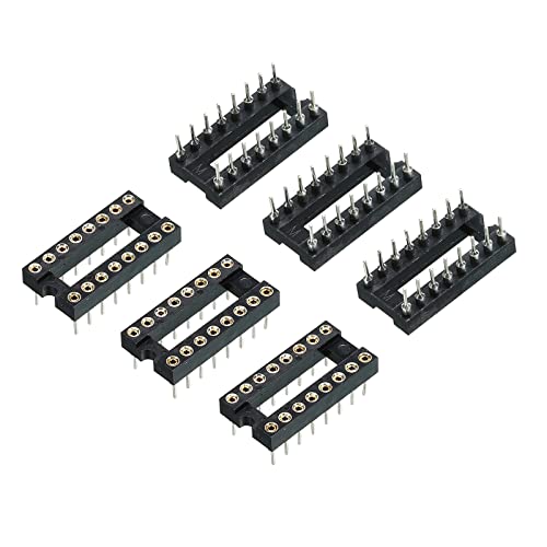 Image of sourcing map DIP IC Chip Socket Adapter Round Pin 16P 2.54mm Pitch IC Socket for PCB Board Chip, 6 Pack