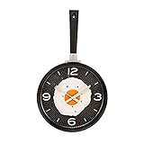 Hometime Frying Pan Wall Clock with Egg -Black
