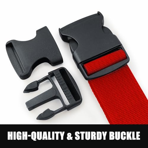 Image of Car Seat Belt Strap to Suitcase, Car Seat Travel Strap with Heavy Duty Metal Buckle, Fixing Baby Car Seat to Luggage, Safe Travel Solution for Transport (Red)