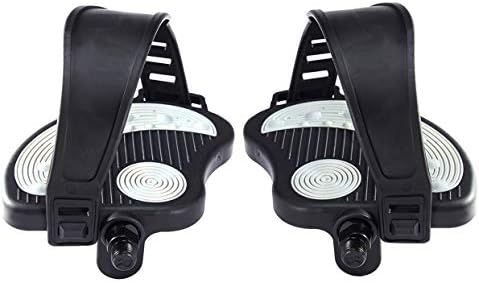 Exercise Bike Pedals with Strips - Stationary Recumbent Bike Pedals 9/16" for Indoor Exercycle Bike,Spin Bike,Toe Cages for Peloton Bike 1 Pair (Beyoung) (9/16")