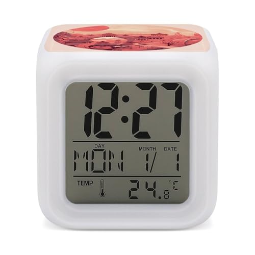Reloj despertador digital chino de 7 colores para el dormitorio y la oficina 2