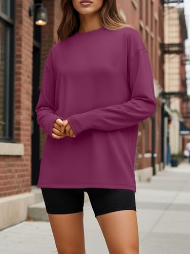 Trendy Queen Womens Oversized Long Sleeve T Shirts 2025 Basic Crewneck Tee Fall Tops Casual Workout Y2K Clothes
