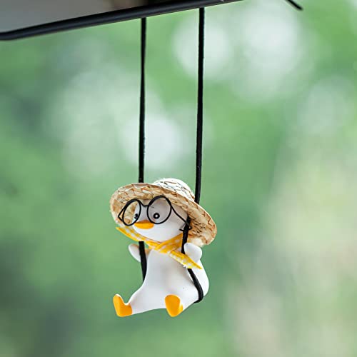 Rear View Mirror Accessories Car Mirror Hanging Jeep Accessories Swinging Duck Car Hanging Ornament Cute Car Accessories For Teens Women Men Car Decor Pendant Car Charm Truck Decorations(Cute A) #TOP2