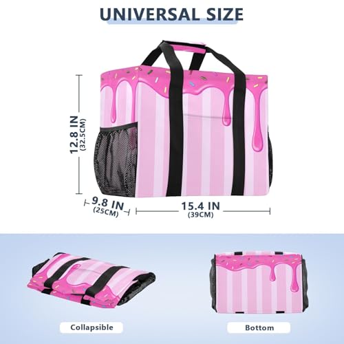 Candy Dripping with Sprinkles Reusable Grocery Bags Large Tote Bag Waterproof Canvas Organizer for Beach Picnic Laundry Travel3