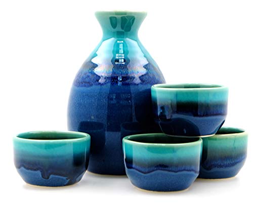 Blue Lagoon - Set di 4 bicchieri da sakè, stile: giapponese