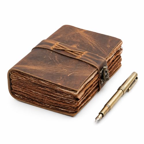 Image of Journal 5x7 Leather Notebook Handmade Vintage Dark Brown Personal Organizer Writing Journal 240 Pages Travel Diary, Scrapbook, Sketchbook & Gift for Men & Women