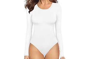 White Bodysuit for Women Long Sleeve