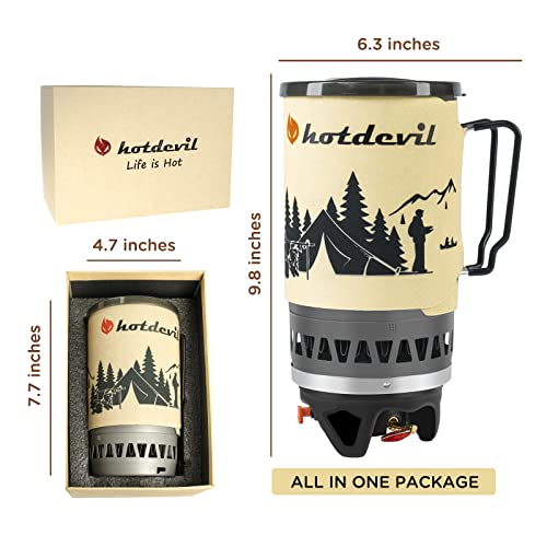 Hotdevil Backpacking Stove Camping Stove Portable Cooking System With Piezo Ignition,Mini Burner Backpacking Stove Kit, Ideal For Hiking Fishing Hunting Emergency & Survival #TOP5