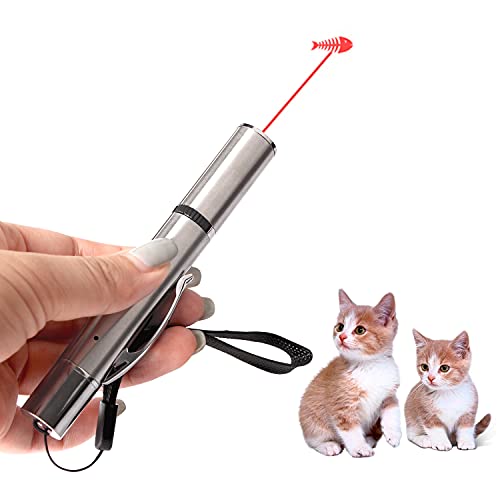 SONGER 2PCS Cat Toys 5 in 1 Adjustable Pattern Cat Catch Exercise Chaser Toy, Interactive Pointer Pen Cats Tracker, Pet Scratching Training Tool, Cat Toy(Green+Red) - Image 6