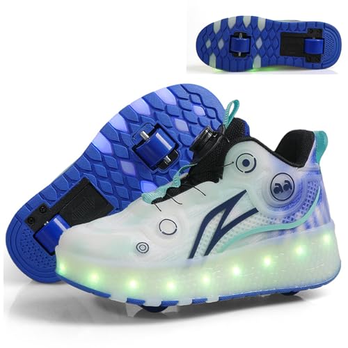 Chaussures à roulettes rétractables enfant baskets LED rechargeables 7 couleurs - 2