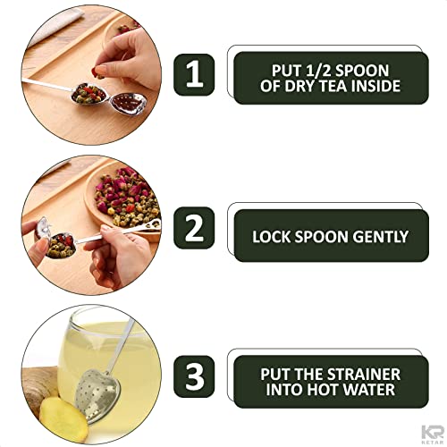 10Pcs Tea Strainers For Loose Tea - Heart Shaped Tea Filter Set Long Spoon Stainless Steel Tea Infusers For Loose Tea Strainer, Silver Loose Leaf Tea Steeper Mesh Strainer Tea Infuser Filter Spoon Set #TOP3