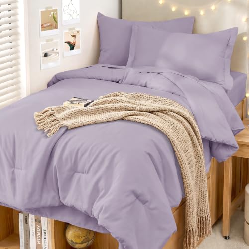MUXHOMO Twin XL Comforter Set 5 Pieces, Soft Bed in a Bag, Lavender by MUXHOMO - Used condition - US$31.71