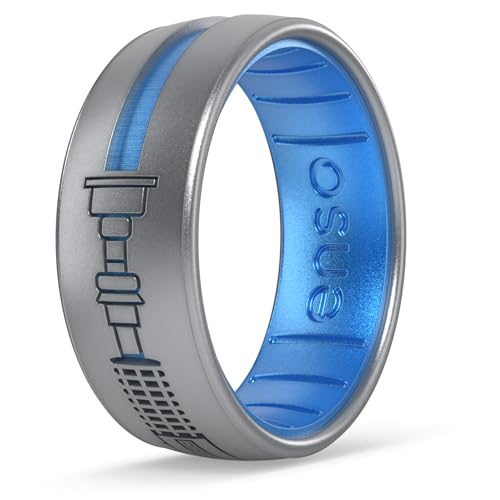Enso Rings Star Wars Lightsaber DualTone Silicone Rings - Lightsaber-Inspired Rings - Comfortable Contour Fit - Obi-Wan Kenobis Lightsaber - Silver/Blue Topaz - Size 10