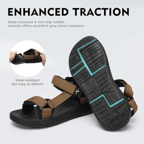 SUITSER Hiking Sandals for Men – Waterproof, Open‑Toe, Arch Support, Wide Fit, Brown (Size 10) angle 6