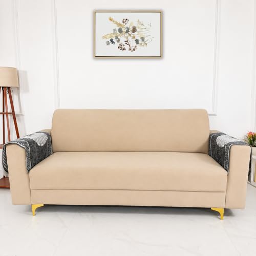 Image of Homerz Premium Chenille Fabric Sofa Cover | Soft, Durable & Dustproof | Decorative Couch Cover (Solitaire Grey, 2 pc Armrest, Armrest)
