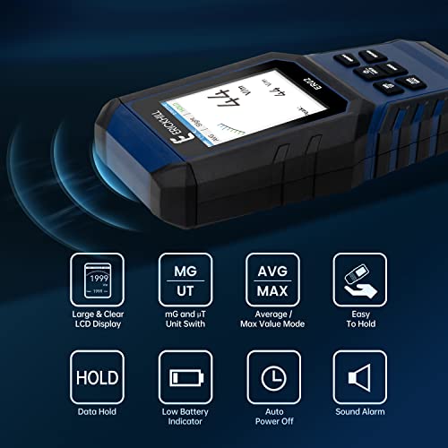 Image of ERICKHILL EMF Meter,3-in-1Rechargeable Digital Electromagnetic Field Radiation Detector for EF RF MF,5G Cell Tower, WiFi Signal Detector, for Home&Office EMF Inspections, and Ghost Hunting | Electromagnetic Field Radiation Detector for 5G Cell Tower, WiFi Signal Detector, for Home,Office and Ghost Hunting
