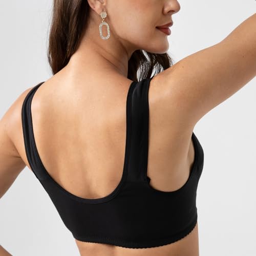 Image of Bras for Women, Charm Front Closure Bras for Women, Comfortable No Underwire Daisy Bra for Older Women Black 34