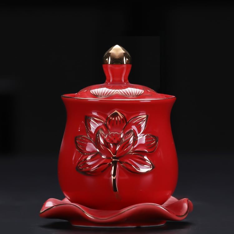 浮雕莲花杯陶瓷供水杯佛前净水杯莲花圣水杯描金大悲水杯 Home Decorations, Feng Shui Decorations Bring Good Luck, Fortune ，hangingornament