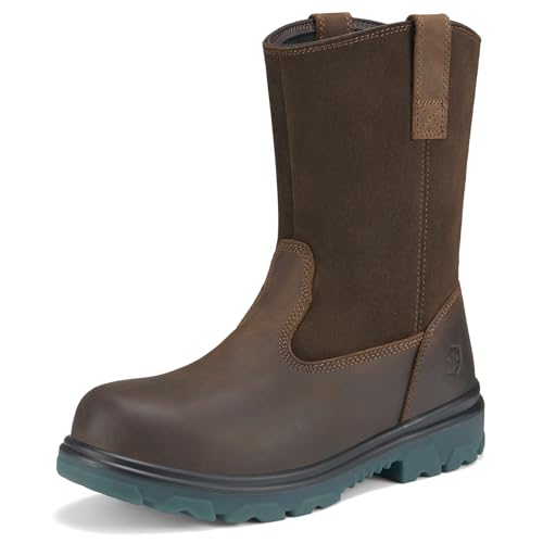 ✅ 10 Best Farm Work Boots 4 NINGO Steel Toe Work Boots for Men Women,Waterproof Wellington Boots with Full Grain Leather,Oil & Slip Resistant,High Rebound TPU SR Outsole Safety Boots, Pull On Work Boots for Construction, Farming
