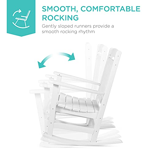 Best Choice Products All-Weather Rocking Chair, Indoor Outdoor HDPE Porch Rocker for Patio, Balcony, Backyard, Living Room w/ 300lb Weight Capacity, Contoured Seat - White - Thumbnail 5