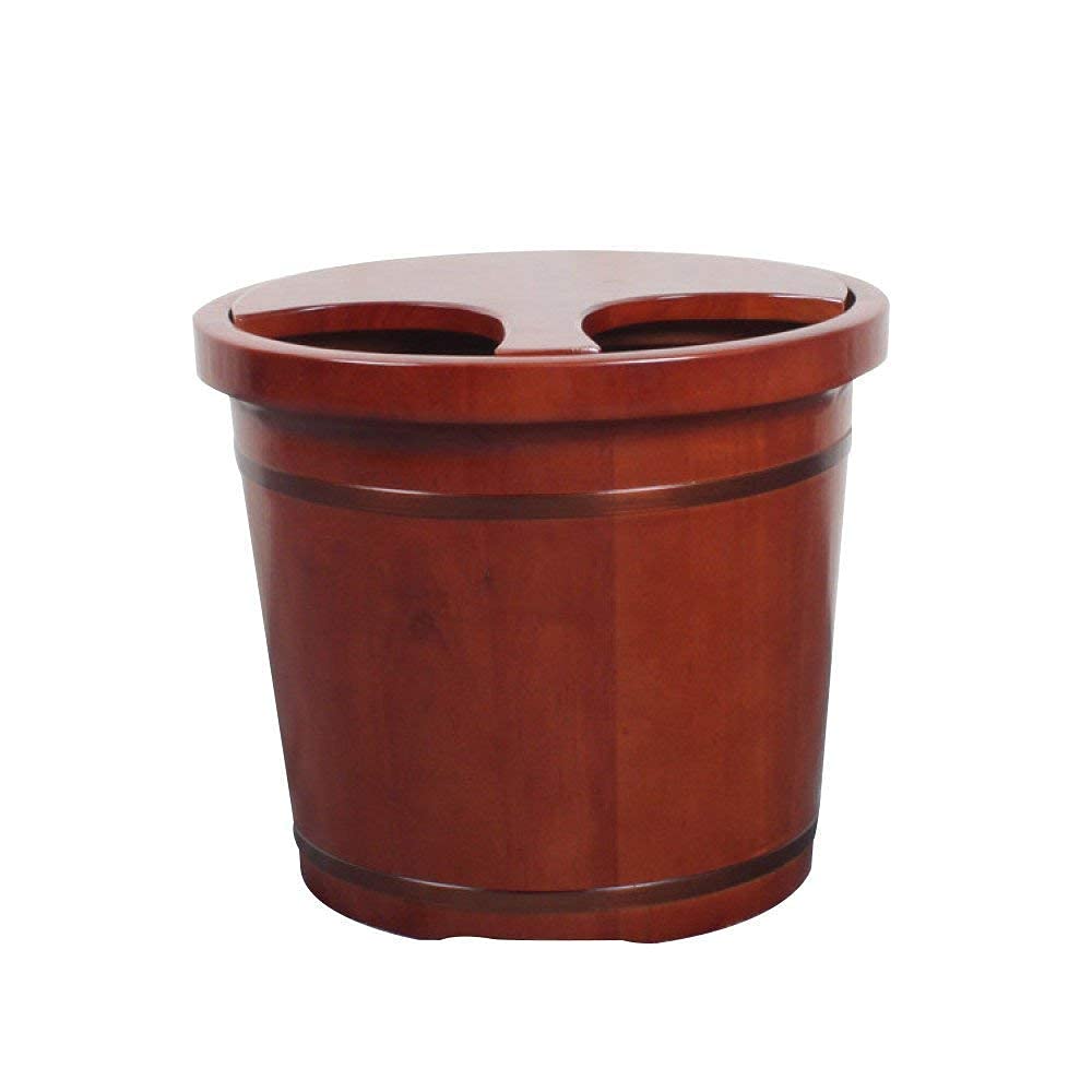 Cubo para pediluvio de madera natural, lavabo para pedicura, suministros para baño de pies para sauna, dientes de roble de 35 de alto con cubierta para tarjeta, barril de pub para pies de espuma de