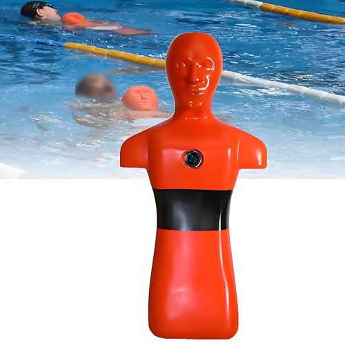 PoiToe Maniquí de Entrenamiento para Simulacro de Ahogamiento, Modelo de Rescate en Piscina, Material PE Resistente a Los Impactos, 3 Orificios de Inyección de Agua Orange