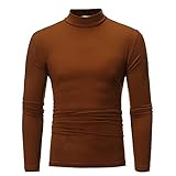 Men's Stand Collar Thermal Pullover Sweaters Slim Fit Solid Color Long Sleeve Turtleneck Sweatshirt Tops