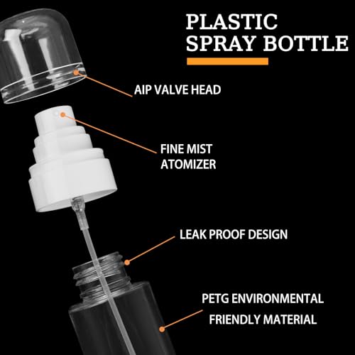 2 Pack 2oz/60ml Spray Bottles with Fine Mist for Hair and Face, Travel Spray Bottles for Perfume, Liquid Cosmetics and Essential Oils Decanting3