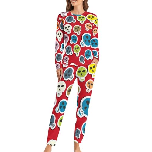 Pyjama femme crâne vert anti-froid pour dormir au chaud avec style et douceur