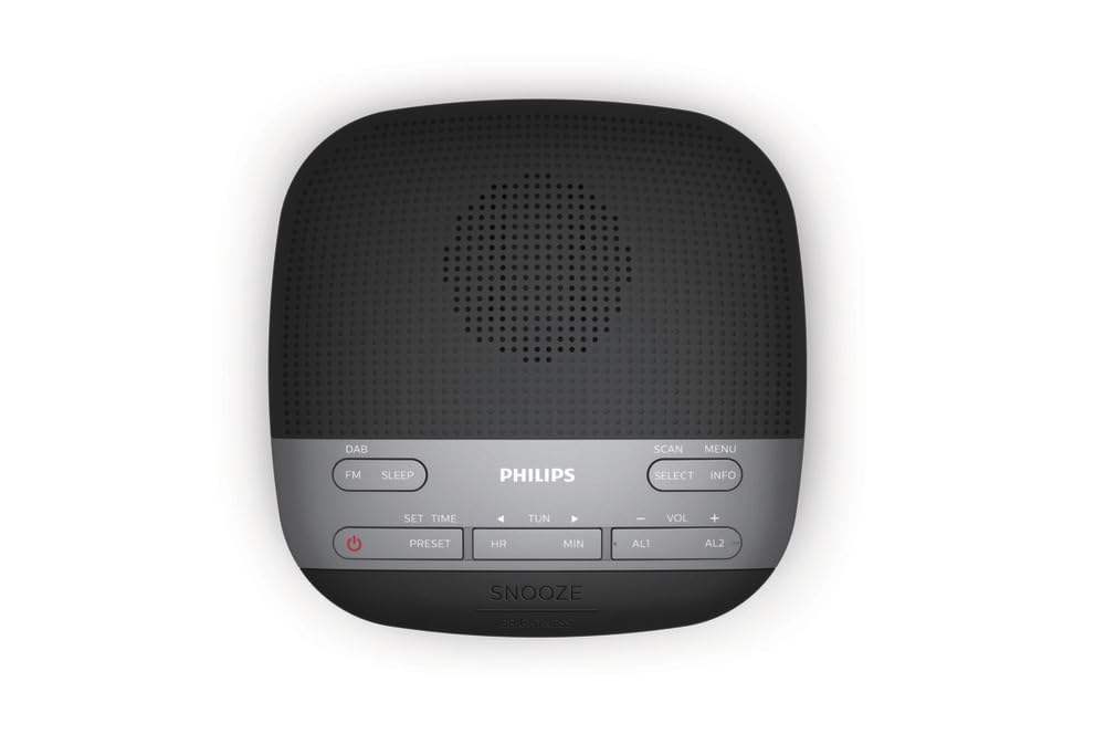 Philips Radiodespertador Dab+ R3505/12 (Alarma Dual, Temporizador, Diseño Compacto, Radio Digital Dab+/FM, Sincronización Automática de la Hora, Batería de Reserva)