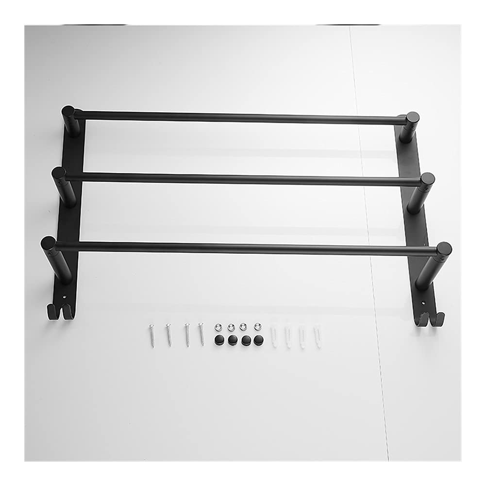 YOHOM Zuighanddoek Rail Badkamer 42,8 CM Vacuüm Handdoekhouder Roestvrij Staal Zuignap Theedoek Rack Keuken Enkele Douche Handdoek Bar Wandmontage Handdoekhanger Niet boren zwart (17 inch