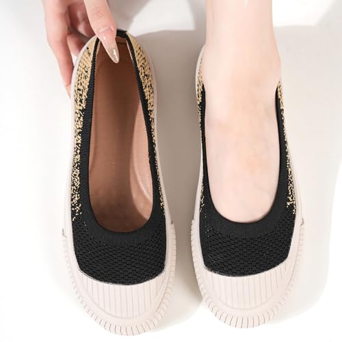Women's Flats Slip On Casual Shoes Round Toe Breathable Knitted Loafers Comfortable Dressy Ballet Flats2