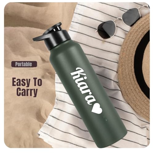 Image of CASPIAN / / / Hike Stainless Steel Customize Sipper Water Bottle Leak Proof Thunder for Fridge Home Office Travel School Kids Boys Girls Adults Sports Gym Yoga (M-Green 1 Litre, Set of 1)