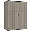 Kinying outdoor vertical storage shed57 cuft outdoor storage cabinet waterproofresin sheds outdoor storage clearance for gardenpatiobackyardlockable brown  urban country home decor