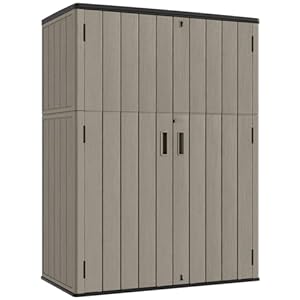 KINYING Outdoor Vertical Storage Shed,57 Cu.ft Outdoor Storage Cabinet Waterproof,Resin Sheds & Outdoor Storage Clearance for Garden,Patio,Backyard,Lockable (Brown) KINYING Outdoor Vertical Storage Shed57 Cuft Outdoor Storage Cabinet WaterproofResin Sheds Outdoor Storage Clearance for GardenPatioBackyardLockable Brown
