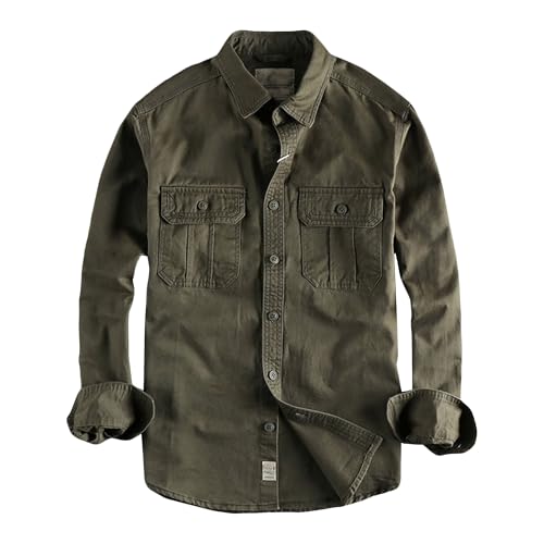 Camisa utilitaria hombre manga larga corte ajustado de algodón ligero versátil