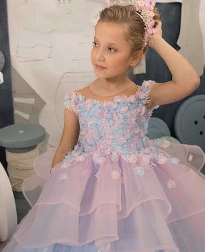 Flower Girl Dress Lace Applique - First Communion Dress Pageant Dresses for Girls Princess Ball Gown3