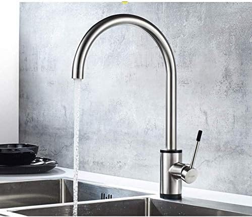 Robinet de cuisine pivotant anti-traces en acier brossé monotrou durable