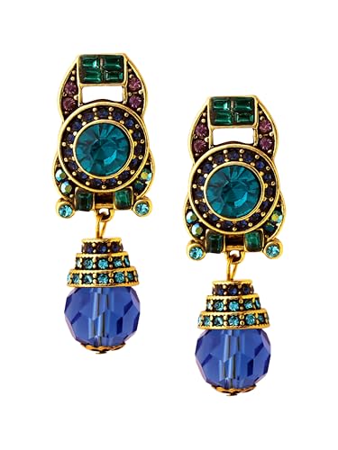 OJERRY Byzantine Baroque Medieval Victorian Statement Irregular Unusual Royal Blue Dangle Clip On Earrings Costume Jewelry Accessories Outfit Romantic Cool Gifts for Her Women Dangling in Their 30s