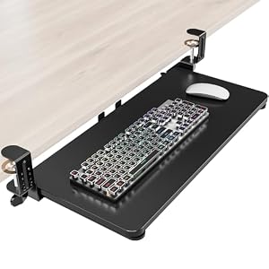 Zontera Ergonomic Keyboard Tray Under Desk, 25.6x11.8 Inch Board, Black