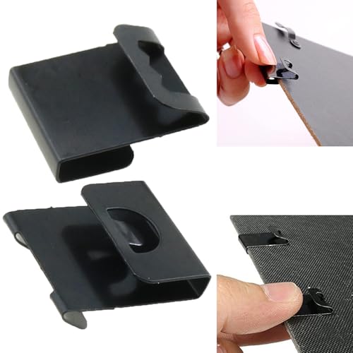 Image of Heyous 100PCS Photo Frame Clips Black Metal S Hook Back Plate Serrated Clip Photo Frame Hardware for Photo Frame and Canvases
