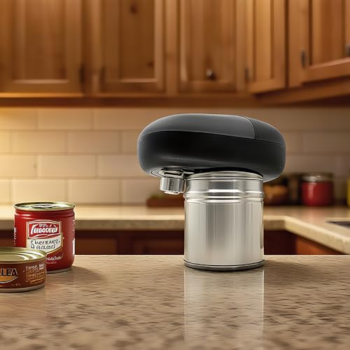 Winnueup Automatisches Dosenöffner-Set, Öffnen Sie Ihre Dosen auf Knopfdruck, mit glatten Kanten, lebensmittelecht, AA-Batterie, elektrischer Dosenöffner, 5-in-1-Flaschenöffner (Schwarz Grau)