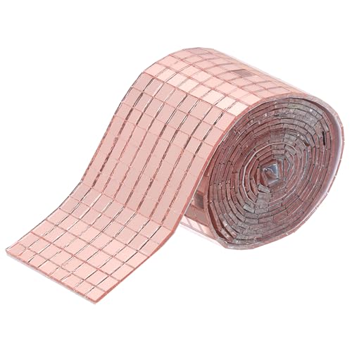 sourcing map 1920 PCS Glass Mirrors Disco Ball Tiles Self-Adhesive Rose Gold Mirror Mosaic Tiles 5 x 5mm for Disco Ball, DIY Craft, KTV Decoration 1 Sheet