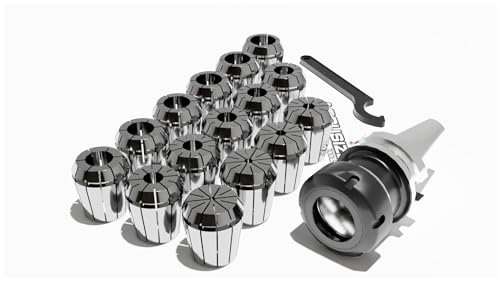 Accusize Industrial Tools BT40 Shank + 15 Pcs ER40 Collet Set + Wrench in Fitted Strong Box, BT40-ER40