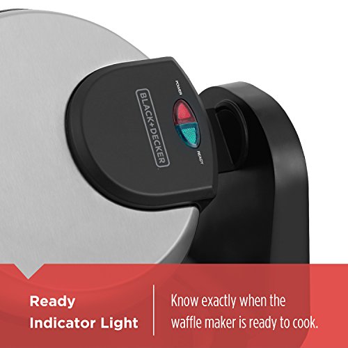 BLACK+DECKER Flip Waffle Maker, Silver, WM1404S, 4 Belgian Waffles