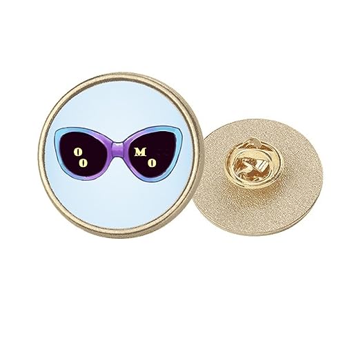 Broche ronde dorée de qualité supérieure au motif lunettes de soleil pop et coloré taille M